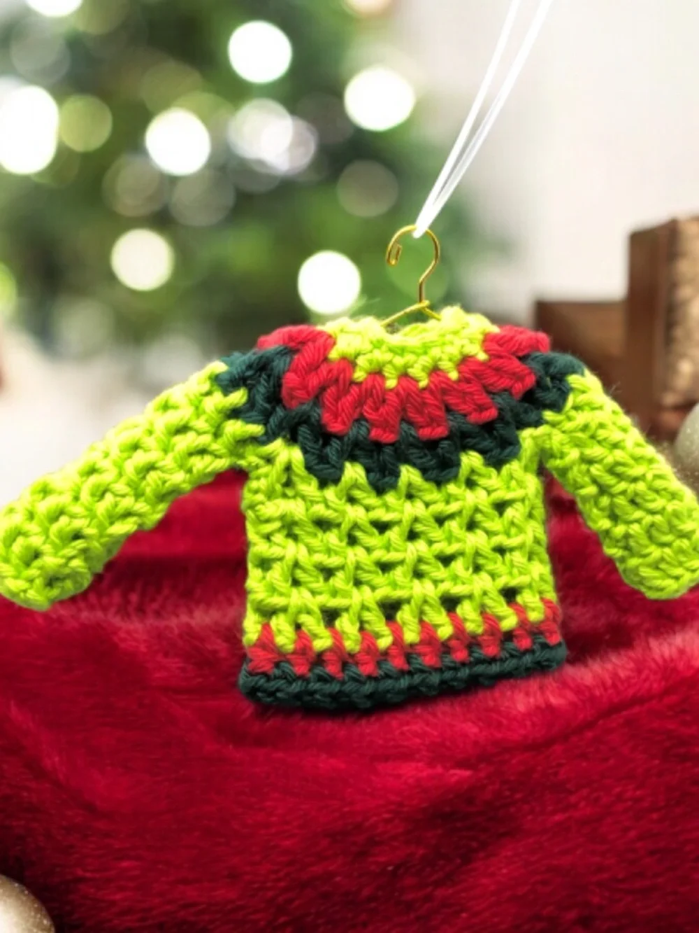 Mini Crochet Sweater Ornament, Gift Tag, Bag Accessory